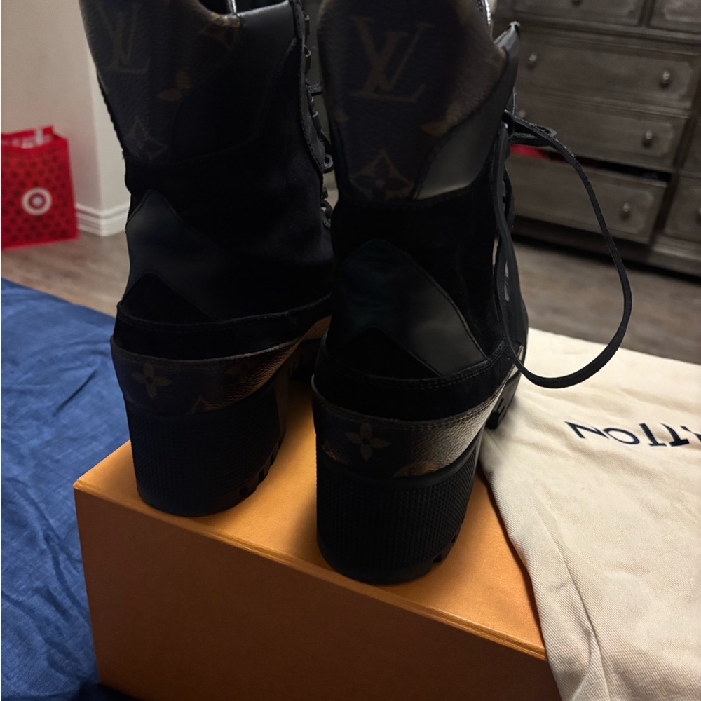 Louis Vuitton Brown and Black Monogram Boots - Picture 3 of 9